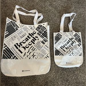 lululemon reusable tote bags - set of 2 - white - 1 small/1 medium